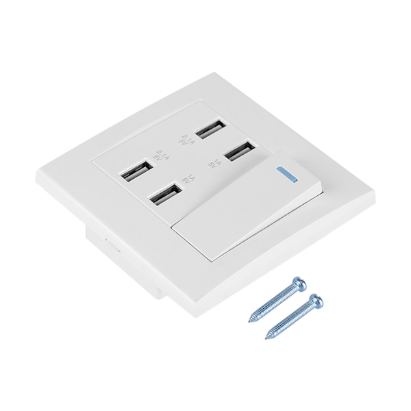 4 Ports Switch Control 5V 2.1A/1A 4100mA USB väggmonterat power Laddareuttag (220~250V)