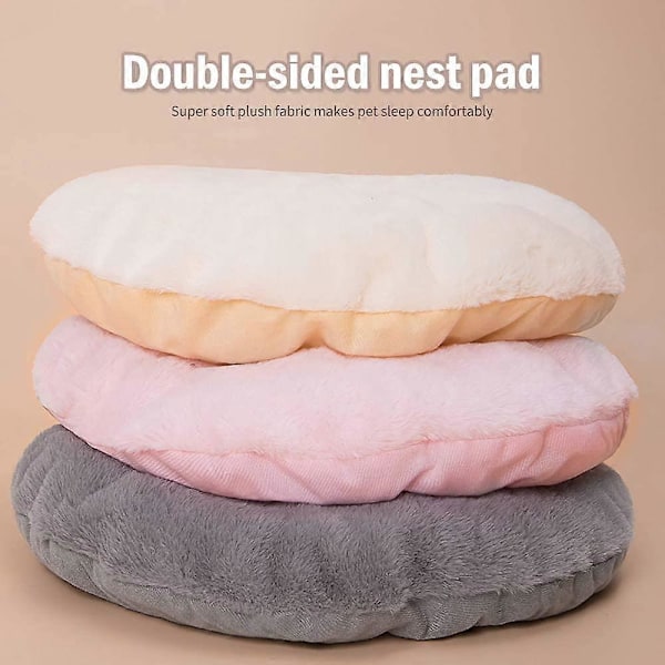 Hund Katt Kurv Hus Niche Igloo Hule Katt Hund Rede med Avtakbar Flanellpute Sove Seng for Små Medium Store Katt Hunder (Beige M: 40X45CM)