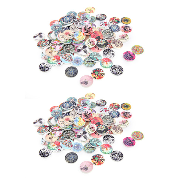 200 st träknappar, handgjorda, 2 hål, runda träknappar för sömnad, DIY-hantverk, 20 mm