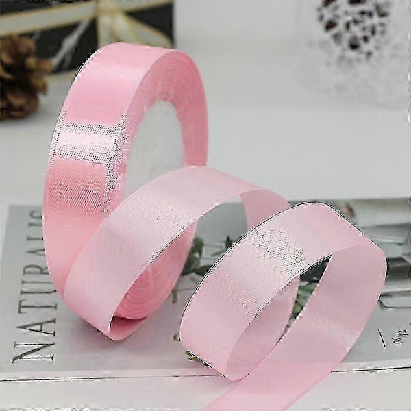 20mm för presentinslagning, 22,86M Dubbelsidigt Satin Polyesterband Ballong-Mörkblå rosa