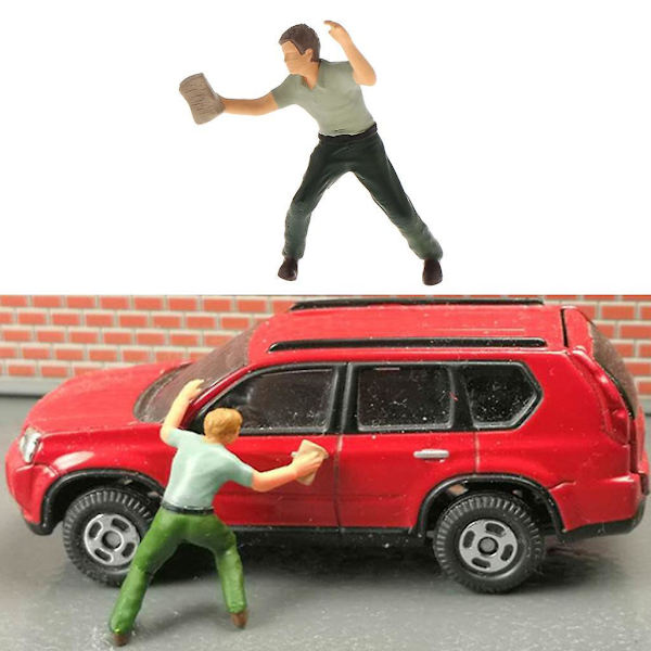6 x 1/64 Miniatyrfigurer Gatubildsmodeller Biltvättare