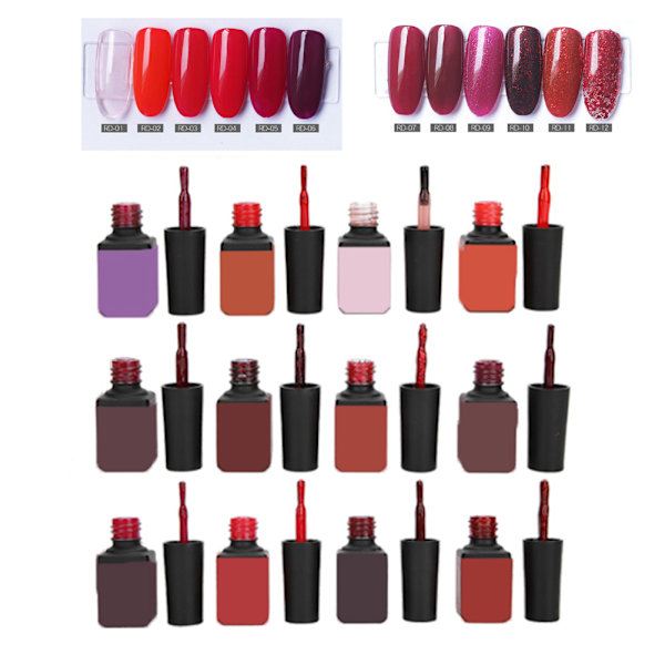 12 stk UV-gel neglelakk harpiks giftfri DIY Soak Off neglegel for husholdning neglkunst salong RD01-12
