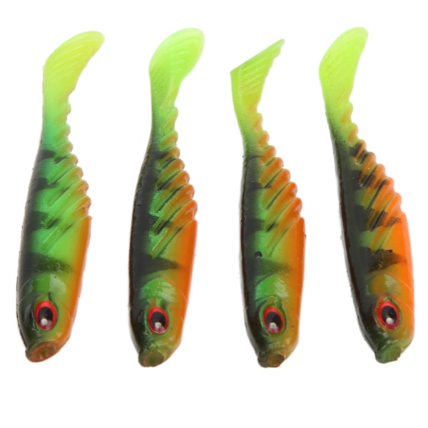 4PCS AR48 75mm/3.2g T-svans mjukt bete dubbla färger konstgjorda fiskedrag wobbler TacklePard grön