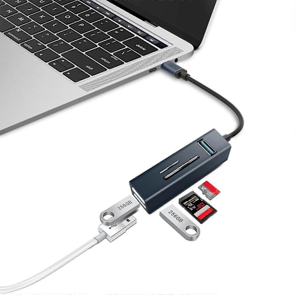 1x3.0+2x2.0 Usb Hub Med Tf Sd-kortplats 5 Portar Förlängd Kabel Splitter Adapter