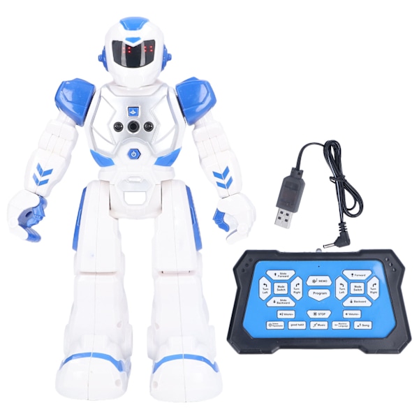 Smart Robot Toy Movable Joints Infrared Hand Signal Sensing Remote Control Electric Blue Robot for Above 6 Years Old