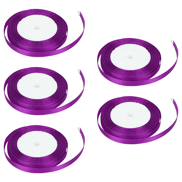 5 kpl / sarja satiininauhaa 22 m pitkä 10 mm leveä hääjuhlan koriste DIY-tarvikkeet lahjapaketin karkkilaatikon käärimiseen Violetti