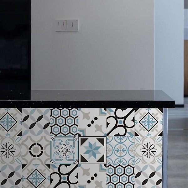 20 kappaletta kylpyhuoneen ja keittiön laattatarroja 10x10 cm - Vedenpitävä PVC-liimaseinäkoriste Mosaiikkisementtilaatat