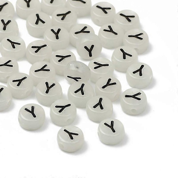 Sort Akryl Lysende Perler 4x7mm Runde til Smykkefremstilling Armbånd Halskæder DIY Tilbehør Y 50 stk