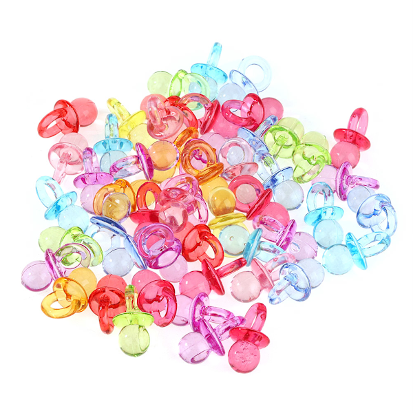 50 stk. Akryl Baby Sutteflasker Baby Shower Dekoration Bord Pynt (Transparent Blandet Farve)