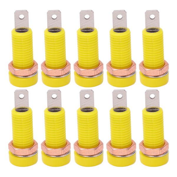 10 stk 4 mm Banan Jack Socket Mount Binding Post Connector Adapter Panel for Elektronisk Instrument Gul