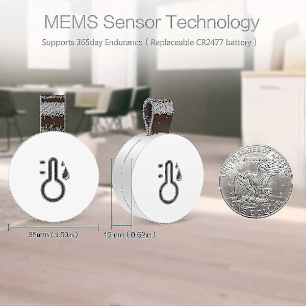 Trådlös Termometer Hygrometer, Oria Mini Bluetooth 5.0 Fuktighetstemperatursensor Med Dataexport Och Varningar