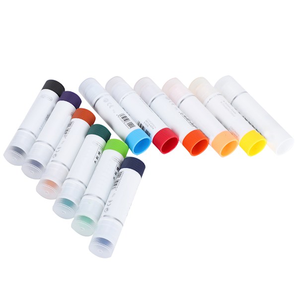 12 stk. Gouache malingpinner - roterende fargestifter for barn - vaskbare - fargerike - kraftig farge
