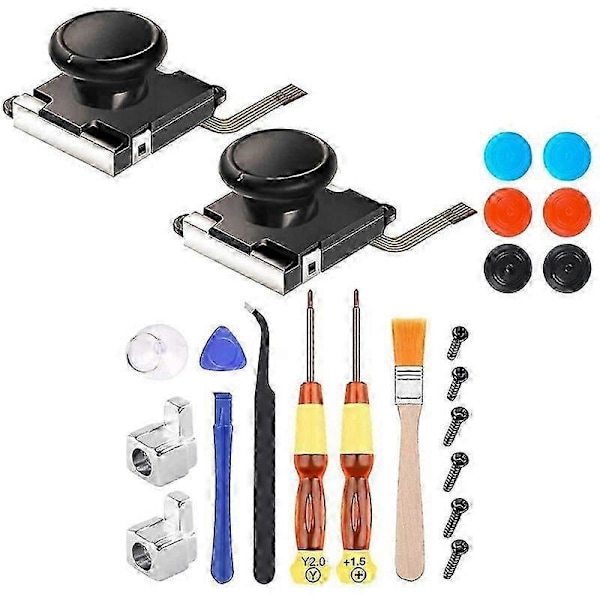 2-Pack 3D Joycon Joystick Ersättning, Analog Thumb Stick Joy Con Reparationskit kompatibelt med Nintendo Switch, med Krysskruvmejsel