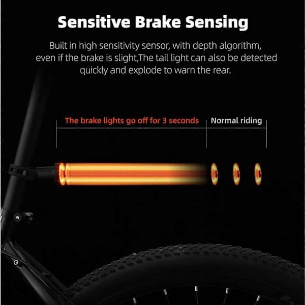 Cykel Baklampa Uppladdningsbar Cykel Baklykta Smart Cykel Bakljus Sadelmontering Bromsavkänning Cykel Bak LED Landsvägscykel Tillbehör