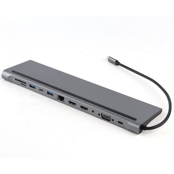 12-i-1 Docking TypeC til Dobbelt HDMI Samme Skærmvisning USB VGA PD RJ45 Dockingstation