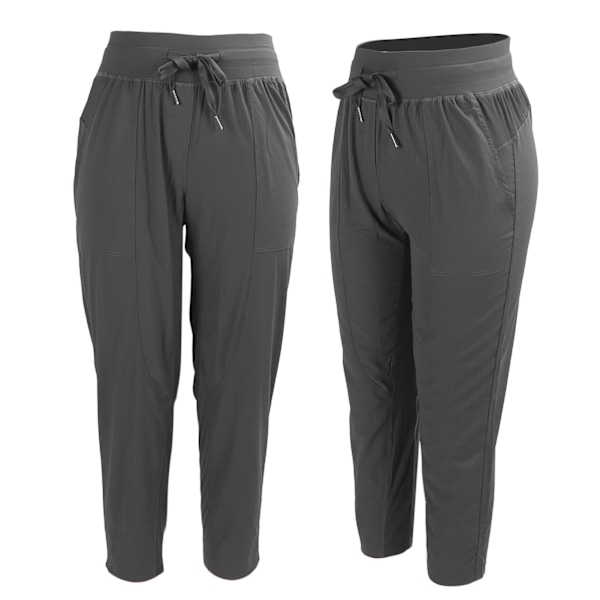 Dam Fitness Joggers Tvättbara Mjuka Andningsbara Dragsko Sweatpants för Löpning Utomhusaktivitet (Grå) XXL