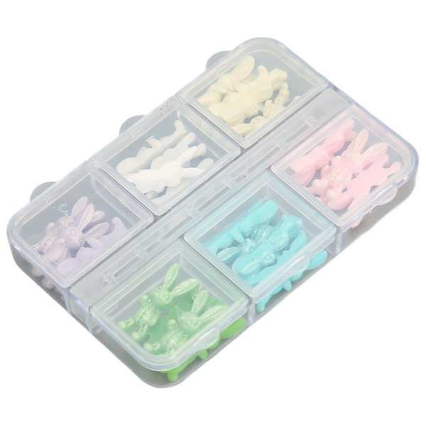 1 boks Kanin Nail Art Dekorasjon Bærbar Safe Resin Nail Art Ornamenter for Høst Vinter