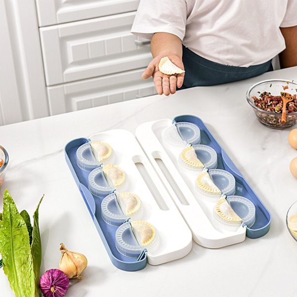 Kompakt PP-dejskærer til dumplings, der sparer plads, ergonomisk håndtag, manuel dejskærer til dumplings til køkkenet, blå