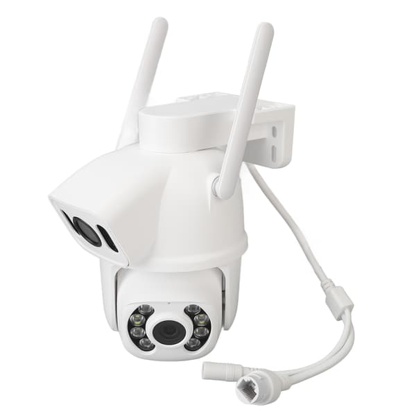 Sikkerhetskamera WiFi Dobbeltobjektiv 6MP Nattsyn HD 110‑240V Bevegelsesdeteksjon for Hjem Utendørs EU-plugg