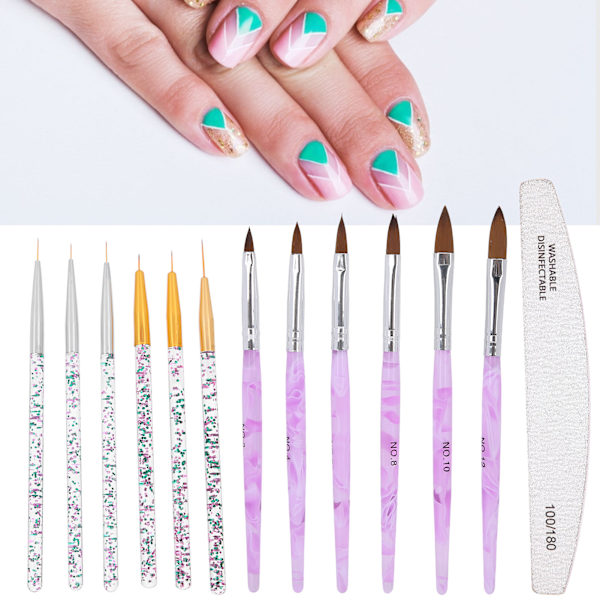 Ammattimainen Nail Art Liner Brush Tee-se-itse kynsien piirustus-maalaussivellin-viilu set