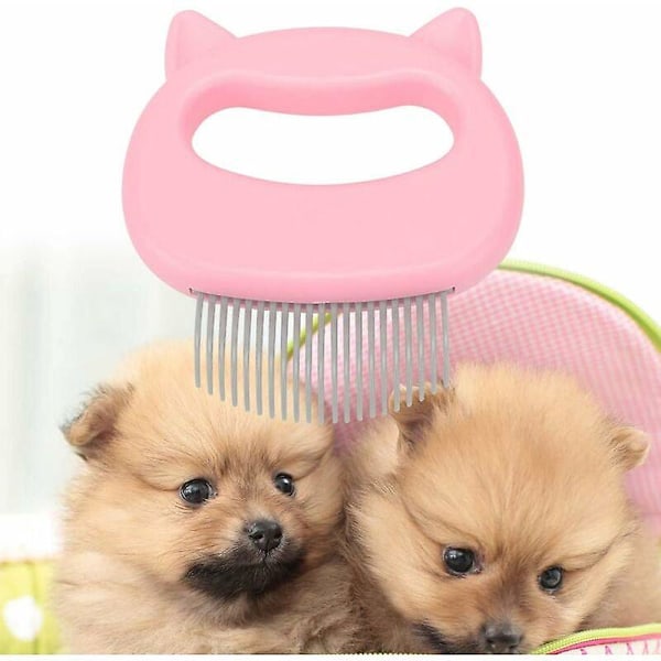 Kæledyr Kat Hund Skal Kam, Pleje Hårfjerning Fældnings Rengøringsbørste til Små Mellemstore Hunde Katte (Pink)