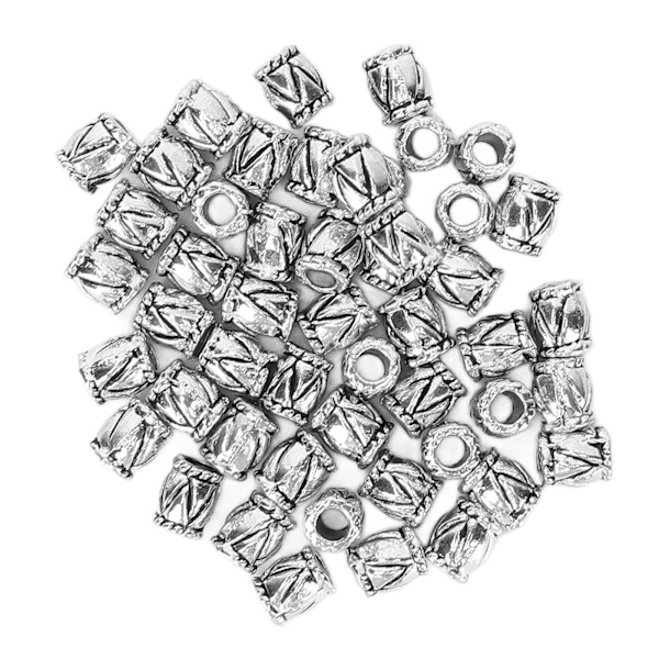 50st Retro Skägg Hårpärlor Fatformade hår Flätningspärlor Legering Smycken TillbehörSilver