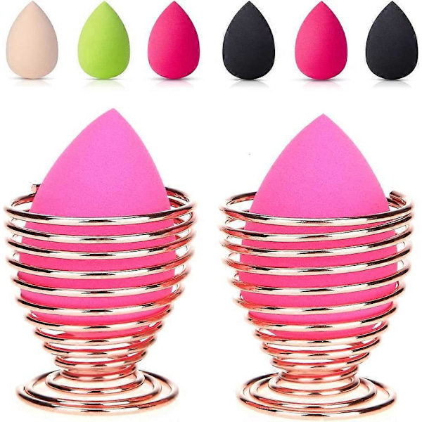 Svamp Blender Holder, (2 Pakk Rose Gull) Sminkesvamp Tørkestativ Oppbevaring Egg Pudder Puff Display Stativ