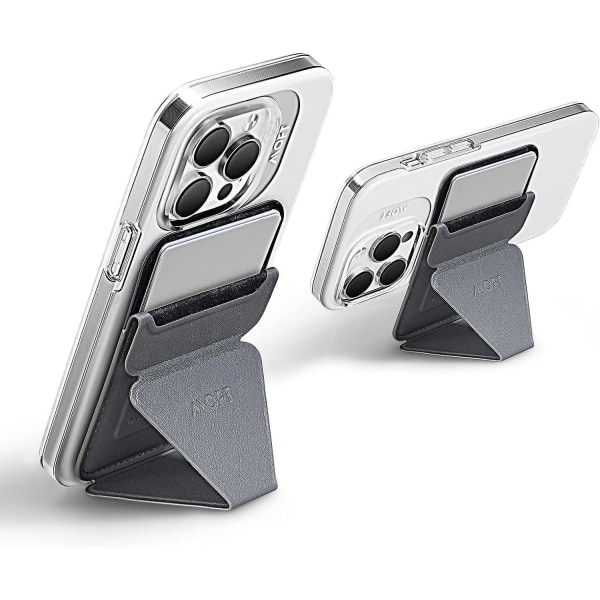 E Premier Magnetic Clip-on puhelinteline ja lompakko iPhone 12, 13, mini, Pro Max, 14 Series - Magsafe-yhteensopiva monikäyttöinen teline ja lompakko