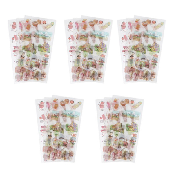 5 ark Självhäftande washi-pappersdekaler för DIY-hantverk Bangkok-mat
