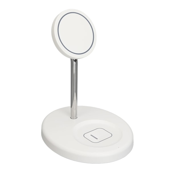 2 i 1 Magnetisk Trådløs Lader Metall og ABS Hvit Trådløs Lader Stativ for IPhone 12 13 14 Serie Hvit