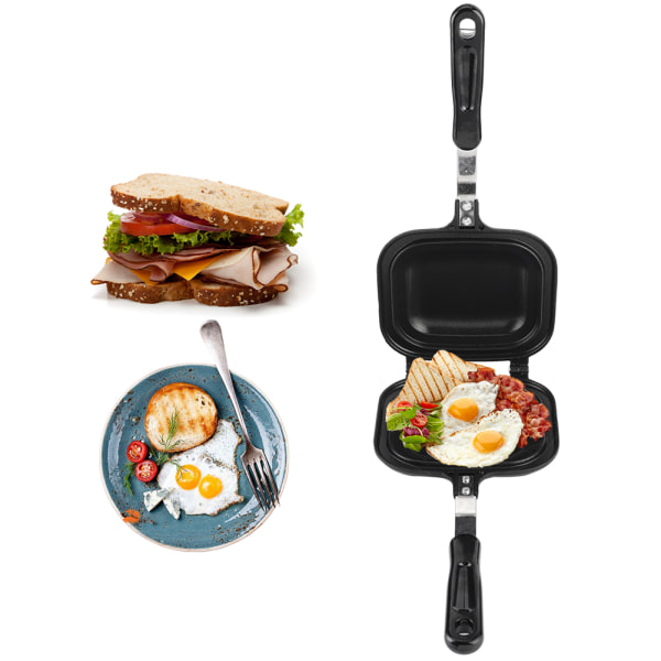 Dobbeltsidet multifunktionel stegepande sandwich toaster morgenmadsproducent nonstick bagepande