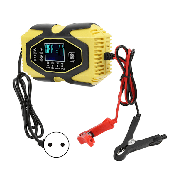 Automatisk batterilader intelligent digital display lademinnefunksjon for biler motorsykler 100-240VEU-plugg