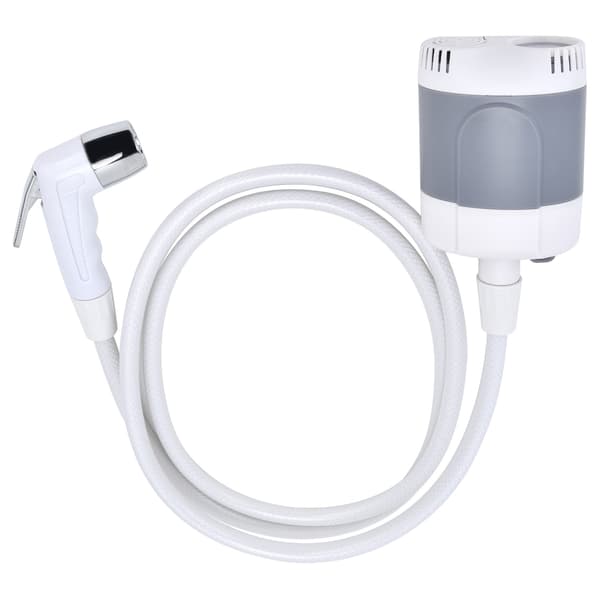Bärbart utomhusduschset Camping Duschpump Handhållen Spruta för Vandring Resor USB-laddning (GråVit)