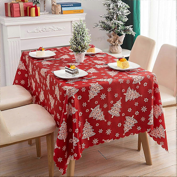 180 x 150 cm Julduk Rektangulär Tvättbar Julbordsduk Vattentät Röd Julbordsduk (Röd och Vit)