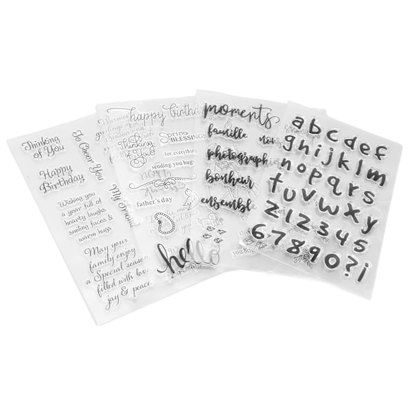 Klart silikonforsegling hilsen ord alfabet tall mønster preging mal for papir kortfremstilling DIY scrapbooking