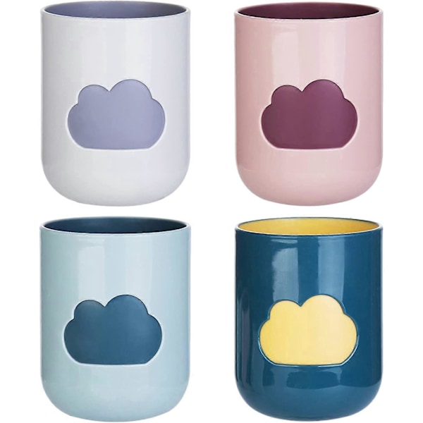 Plastkopp, 4 stk. Tannbørste Kopp Munnskyllkopp Reise Munnskyllkopp Sky Mønster Design for Piknik, Utendørs og Hjemmefester (4 farger)