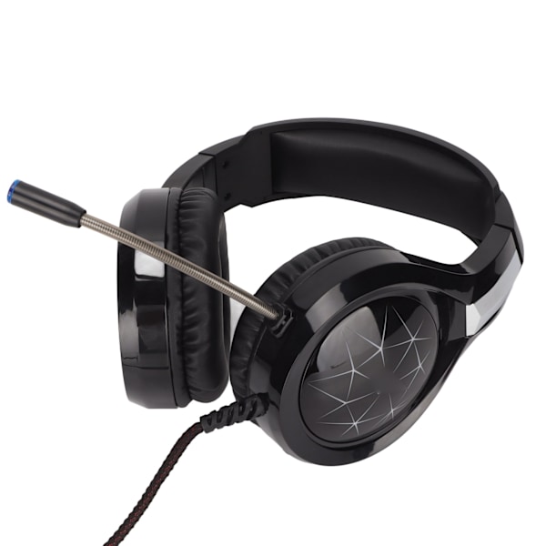 Spillhodesett med støydemping, stereo, myke øreputer, over-ear, USB-kablet hodetelefon med mikrofon, LED-lys for PS5 PC