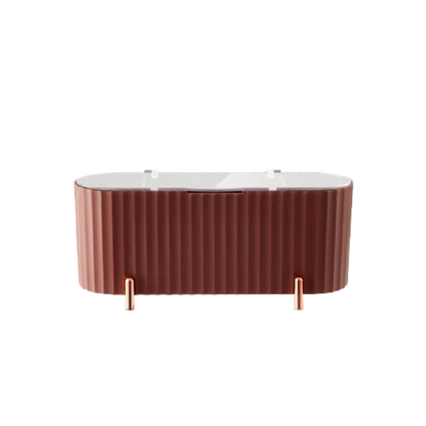 Grøn Makeup Organizer til Badeværelset med Transparent Låg til Vatrondeller og Vatpinde