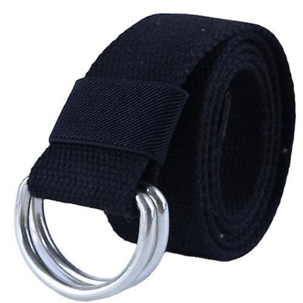 Canvasbälte med svart D-ring - Unisex, extra långt och brett (1 1/2\") - enfärgad