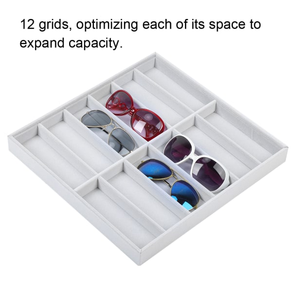 12 Grids Solglasögon Förvaringslåda Glasögonfodral Organizer Case Display Container