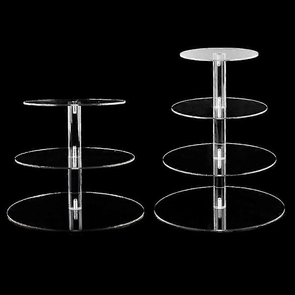 Akryl 3/4-lags Kageholder Display Stand Rack - Transparent Rund til Fest Cupcakes 4 Lag