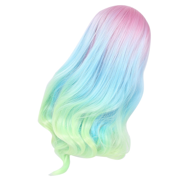 Dame Gradient Lang krøllete parykk Fargerik Stilig Cosplay Party Halloween Syntetiske parykker