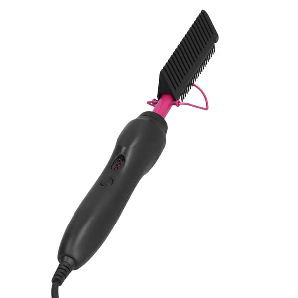 Multifunksjonell hårkam våt og tørr varmekrølling rettetang EU-plugg 120‑240V Roserød