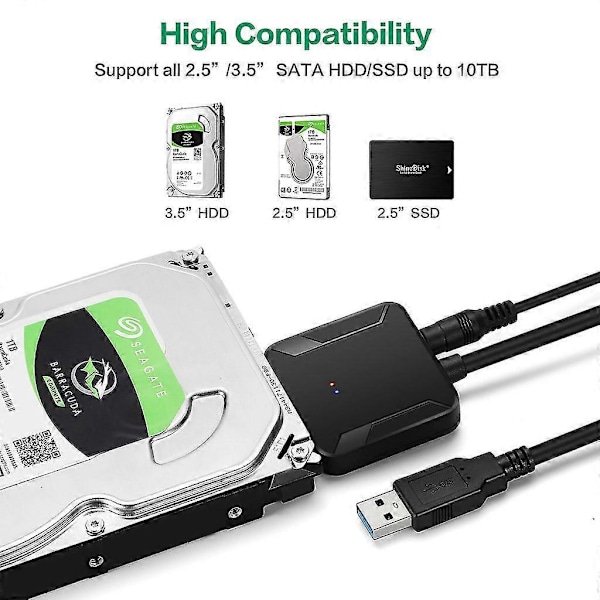 Sata–USB 3.0 -sovitin, tyyppi C–Sata-kaapeli, nopea tiedonsiirto
