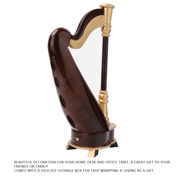 25 cm Miniatyr träharpa Modell Musikinstrument Modell Musikpresenter Heminredningsdekorationer