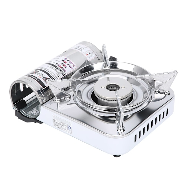 MS-8000 Bärbar Gasspisbrännare Campingkassett Ugn Vindtät för Camping Picknick Grill (Silver)