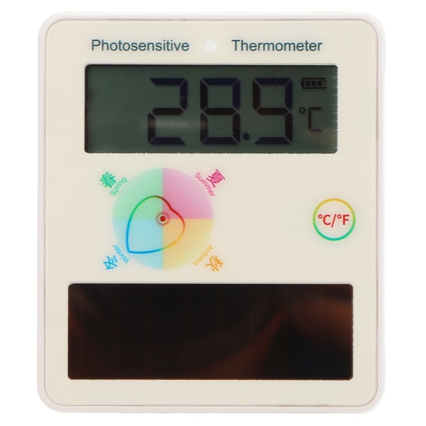 Soldriven termometer LCD-skärm Temperaturdisplay Dubbel enhet vidvinkel för hem inomhus utomhus