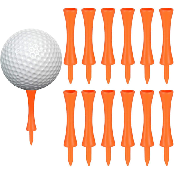 Hållbara orangefärgade plastgolftee - 100 st, 70 mm - Perfekt för golfdrivare, mattor och bollar