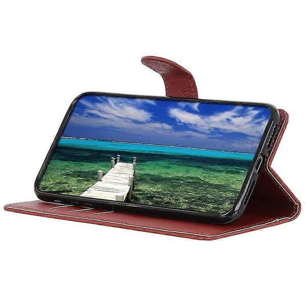 Compatible with Sony Xperia 10 VI Magnetic Case Wallet Leather Phone Case with Litchi Texture Brown