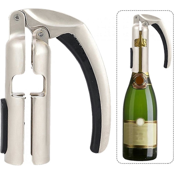 Champagneflasköppnare Mousserande Vin Korkdragare, Barburk Korkdragare Champagneskruv Kök Mousserande Vin Flasköppnare (Silver)